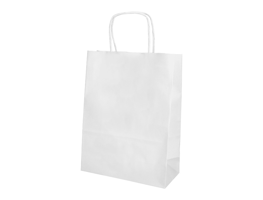 BOLSA PAPEL Q-CONNECT CELULOSA BLANCO S CON ASA RETORCIDA 240X320X100 MM