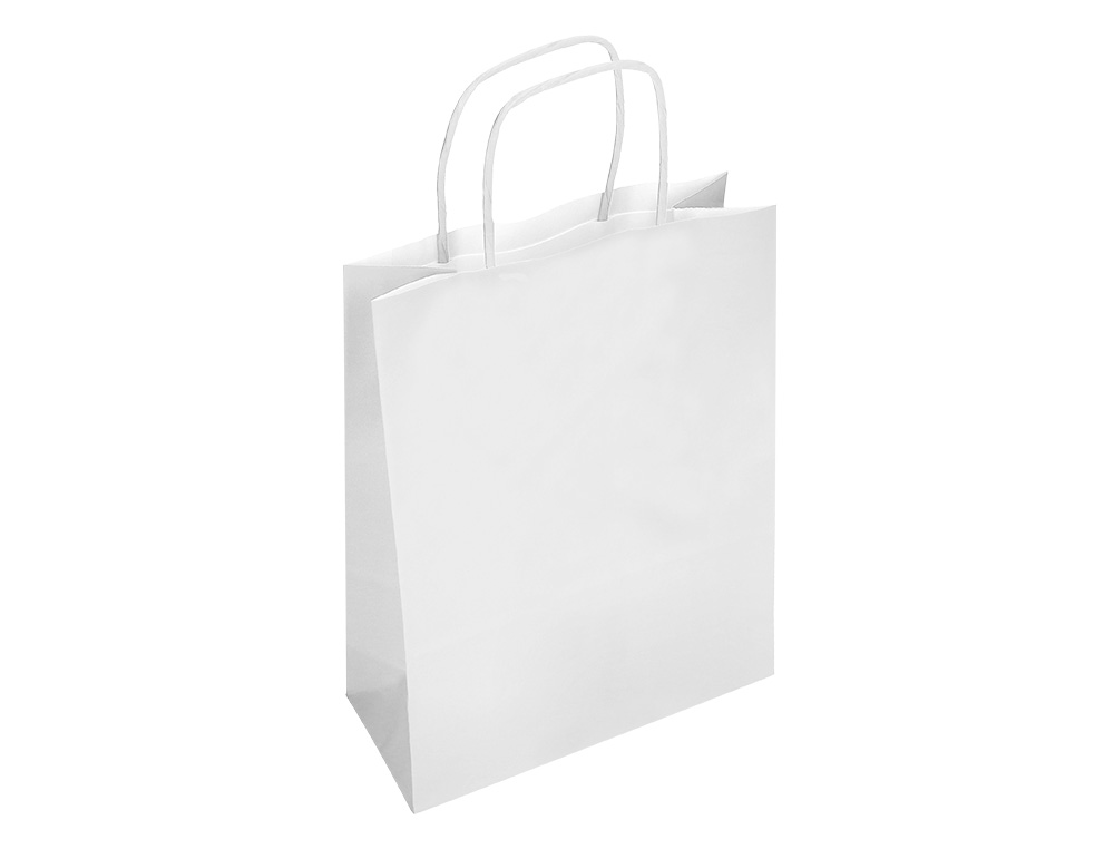 BOLSA PAPEL Q-CONNECT CELULOSA BLANCO S CON ASA RETORCIDA 240X320X100 MM