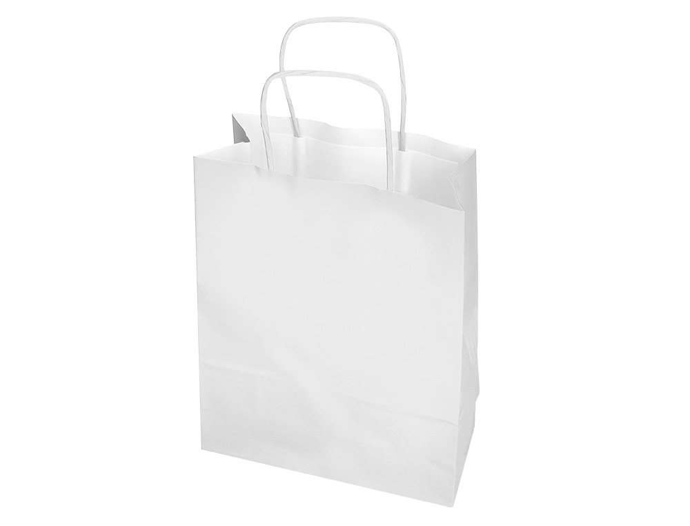 BOLSA PAPEL Q-CONNECT CELULOSA BLANCO S CON ASA RETORCIDA 240X320X100 MM