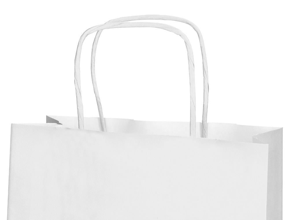 BOLSA PAPEL Q-CONNECT CELULOSA BLANCO S CON ASA RETORCIDA 240X320X100 MM