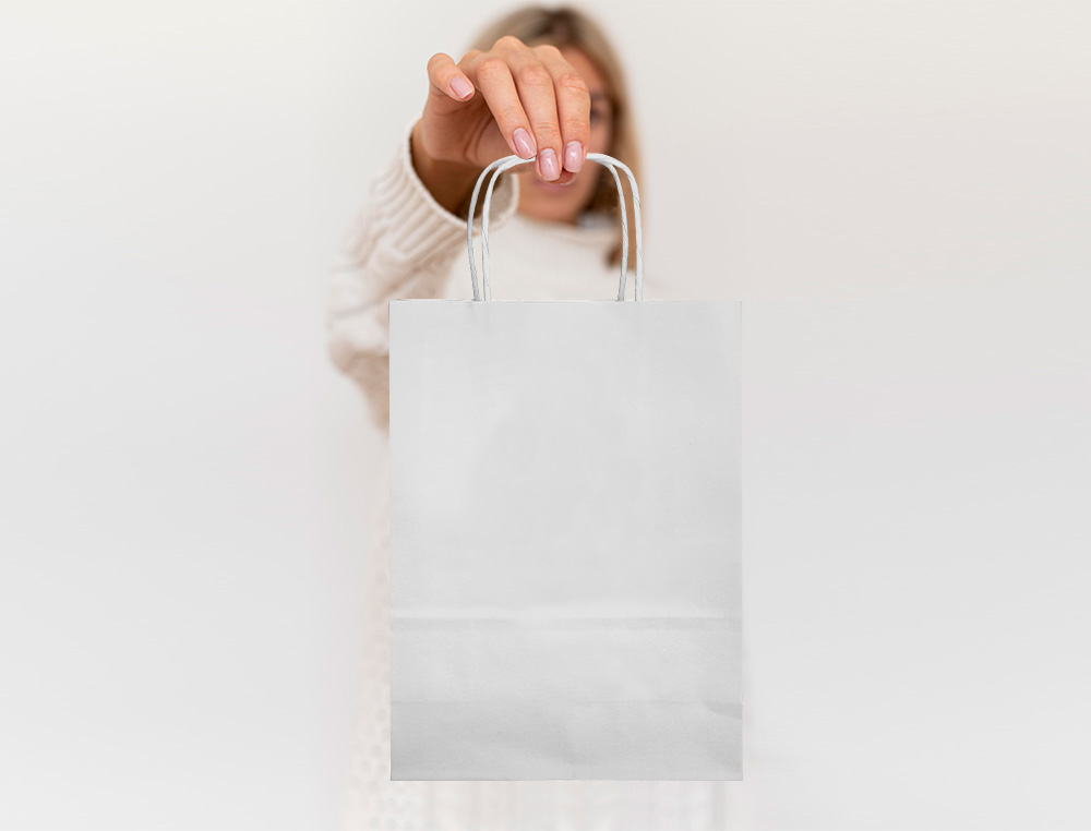 BOLSA PAPEL Q-CONNECT CELULOSA BLANCO S CON ASA RETORCIDA 240X320X100 MM
