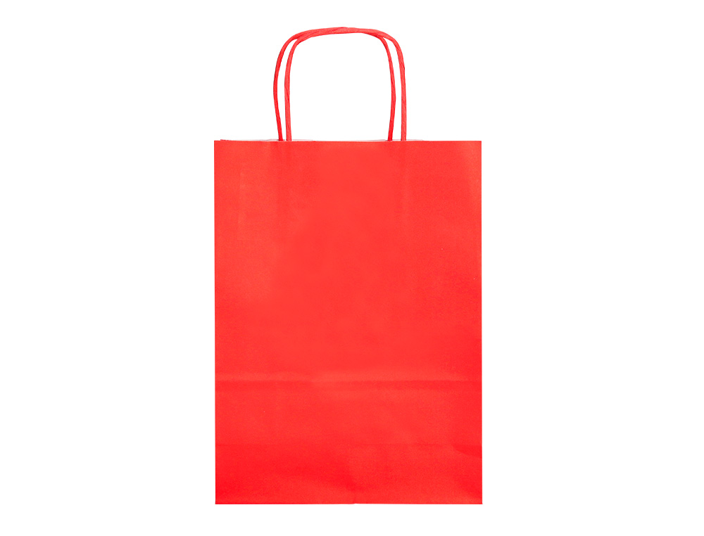 BOLSA PAPEL Q-CONNECT CELULOSA ROJO M CON ASA RETORCIDA 270X370X120 MM