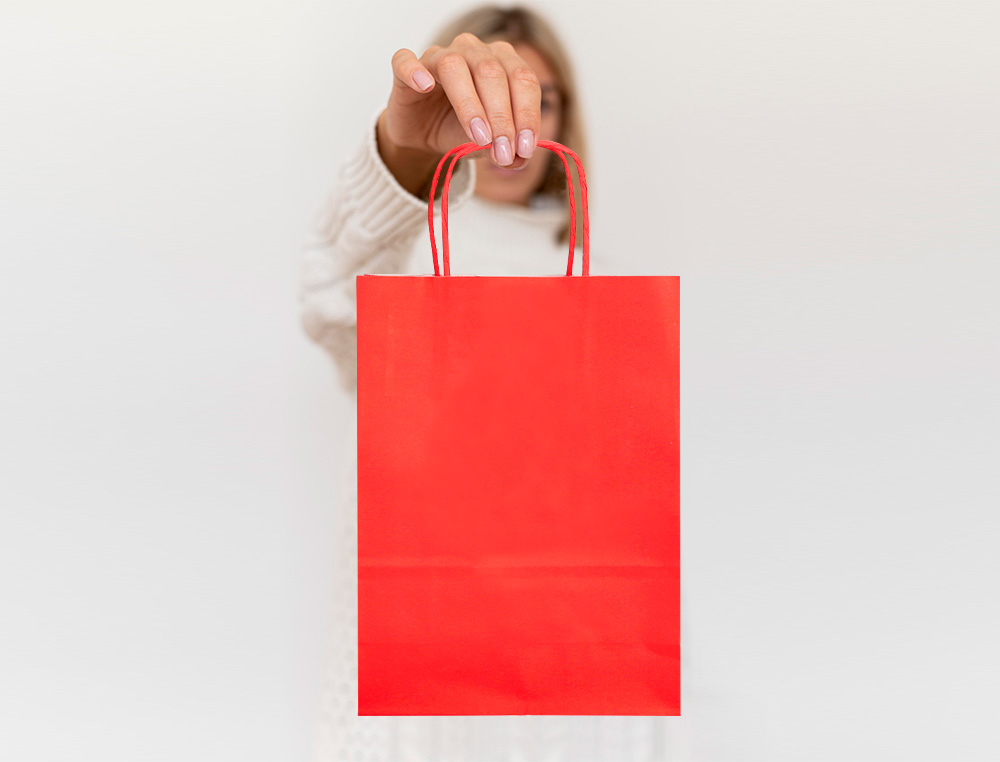 BOLSA PAPEL Q-CONNECT CELULOSA ROJO M CON ASA RETORCIDA 270X370X120 MM