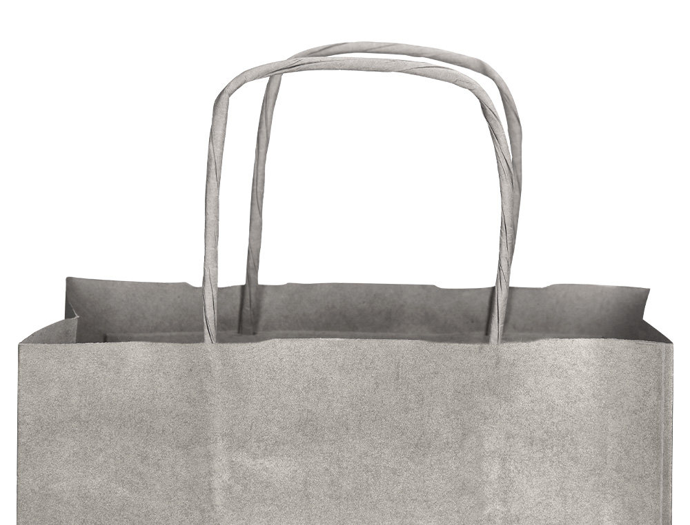 BOLSA PAPEL Q-CONNECT KRAFT PLATA L CON ASA RETORCIDA 320X400X140 MM