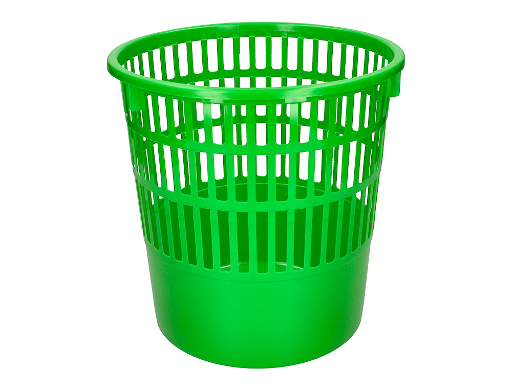 PAPELERA PLASTICO Q-CONNECT 15 LITROS REJILLA COLOR VERDE 285X290 MM