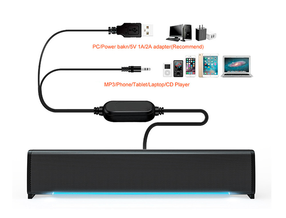 BARRA DE SONIDO Q-CONNECT PARA PC CON ILUMINACIN LED COLOR NEGRO
