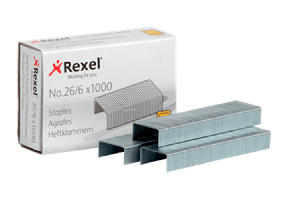 GRAPAS REXEL 26/6 MM GALVANIZADA CAJA DE 1000 UNIDADES