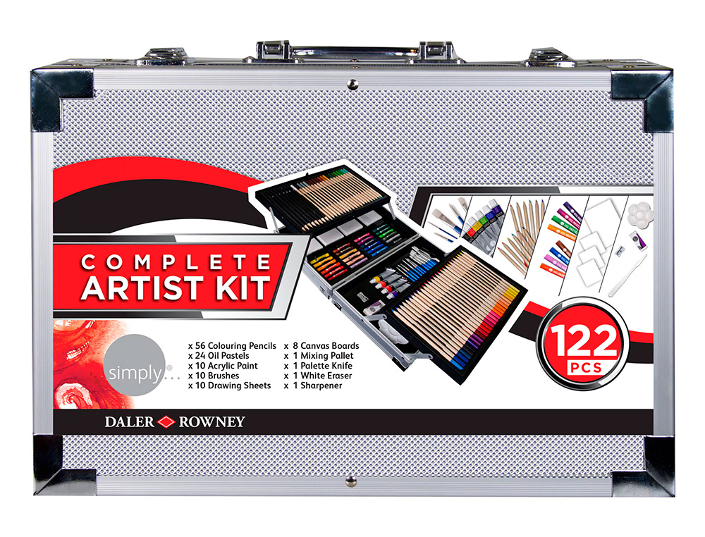 MALETIN DE PINTURAS DALER ROWNEY METALICO 122 PIEZAS 347X94X240 MM