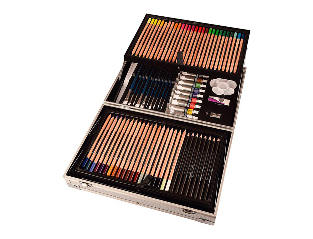 MALETIN DE PINTURAS DALER ROWNEY METALICO 122 PIEZAS 347X94X240 MM