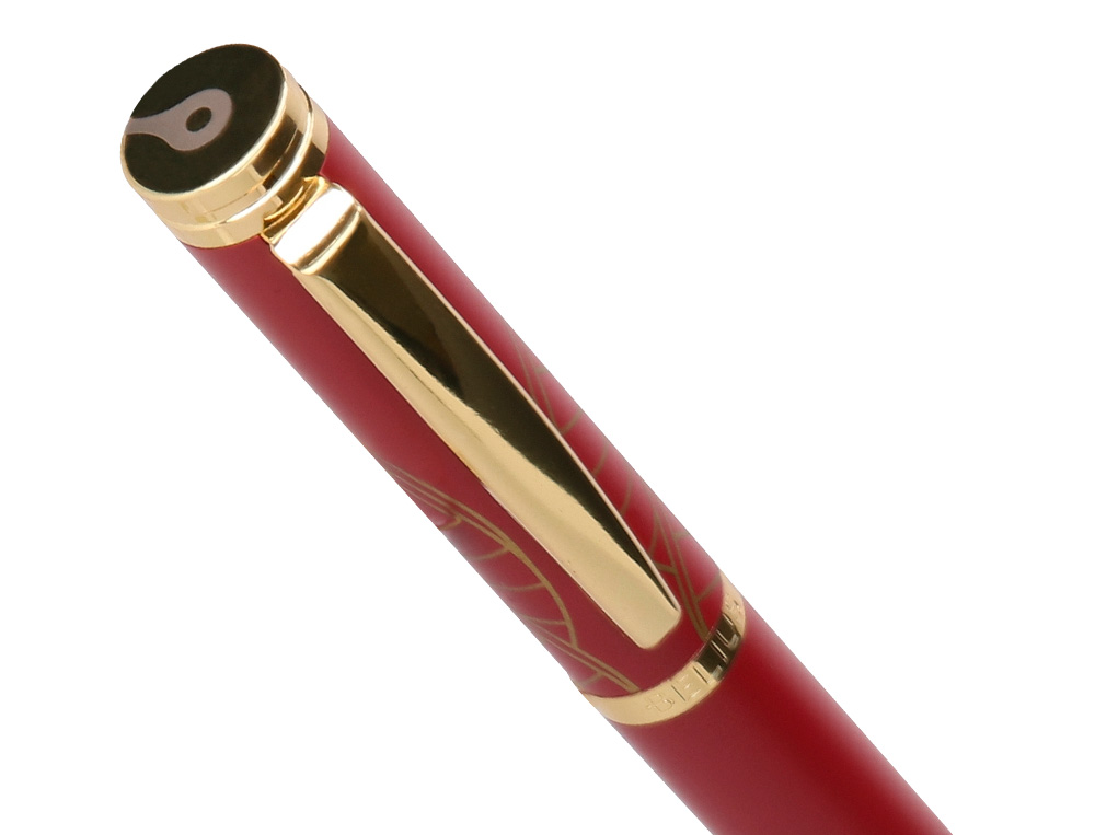 BOLIGRAFO Y ESTUCHE BELIUS SOIREE COLOR ART DECO GRANATE Y DORADO TINTA AZUL CAJA DE DISEO