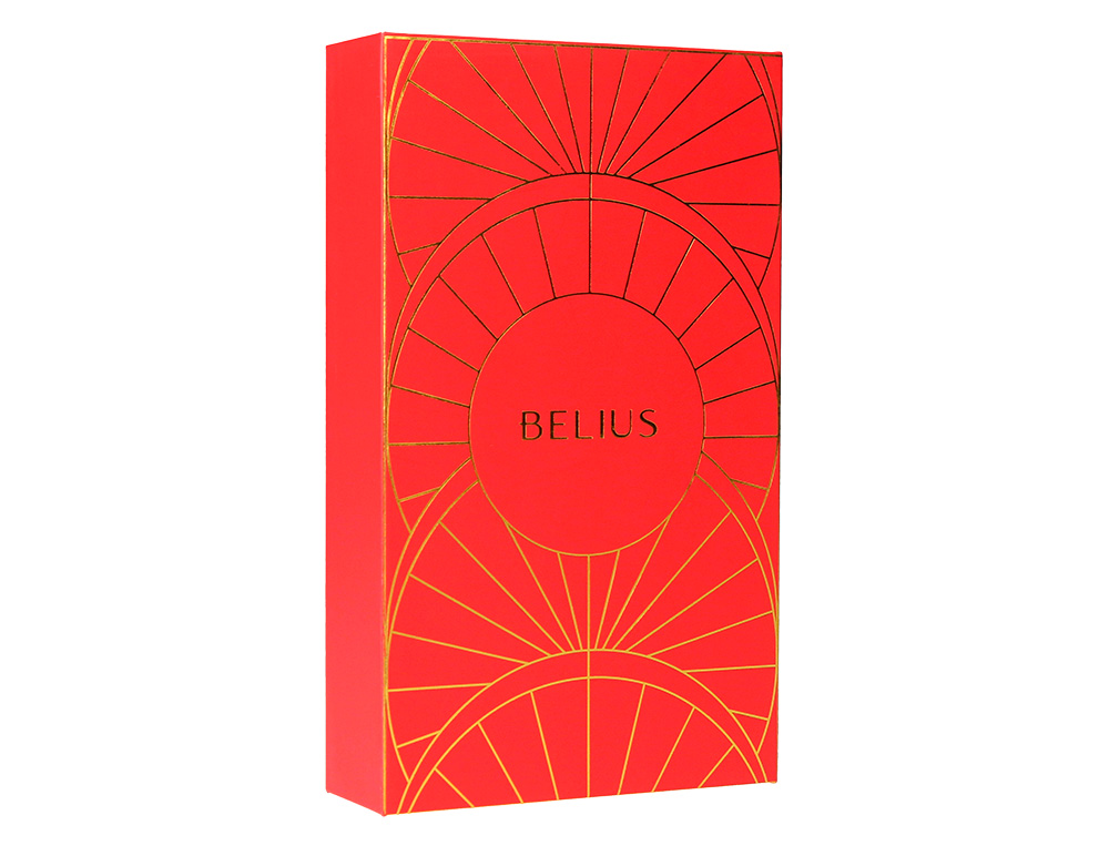 BOLIGRAFO Y ESTUCHE BELIUS SOIREE COLOR ART DECO GRANATE Y DORADO TINTA AZUL CAJA DE DISEO