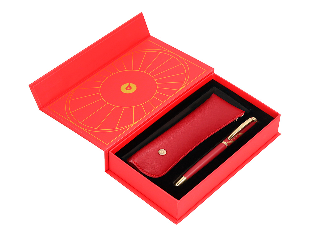 BOLIGRAFO Y ESTUCHE BELIUS SOIREE COLOR ART DECO GRANATE Y DORADO TINTA AZUL CAJA DE DISEO