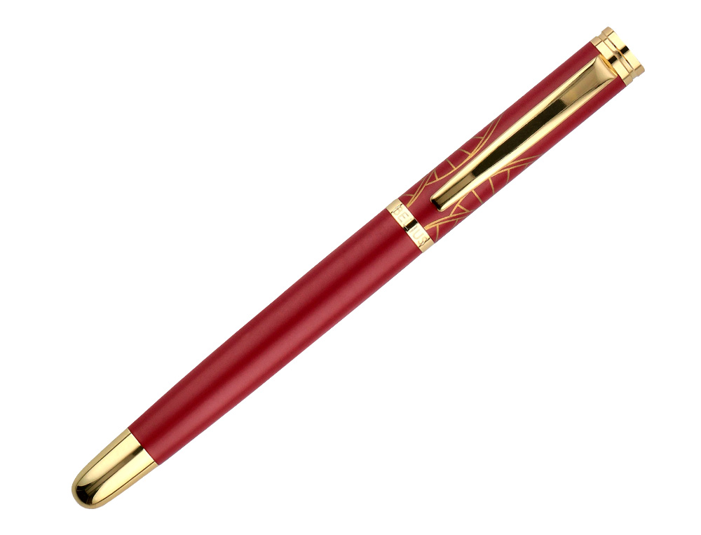 BOLIGRAFO Y ESTUCHE BELIUS SOIREE COLOR ART DECO GRANATE Y DORADO TINTA AZUL CAJA DE DISEO