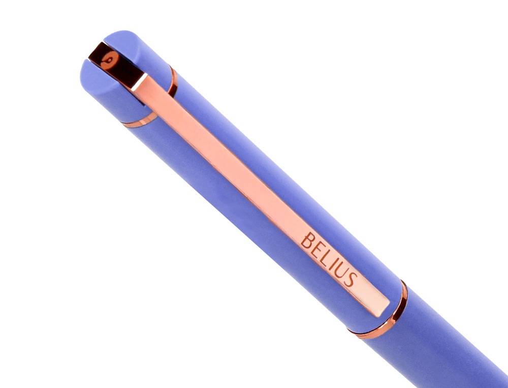 BOLIGRAFO BELIUS ROSE ALUMINIO COLOR LAVANDA/ORO ROSA TINTA AZUL CAJA DE DISEÑO