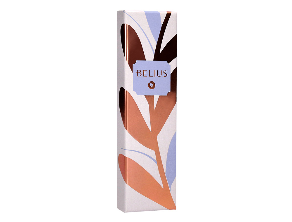 BOLIGRAFO BELIUS ROSE ALUMINIO COLOR LAVANDA/ORO ROSA TINTA AZUL CAJA DE DISEÑO