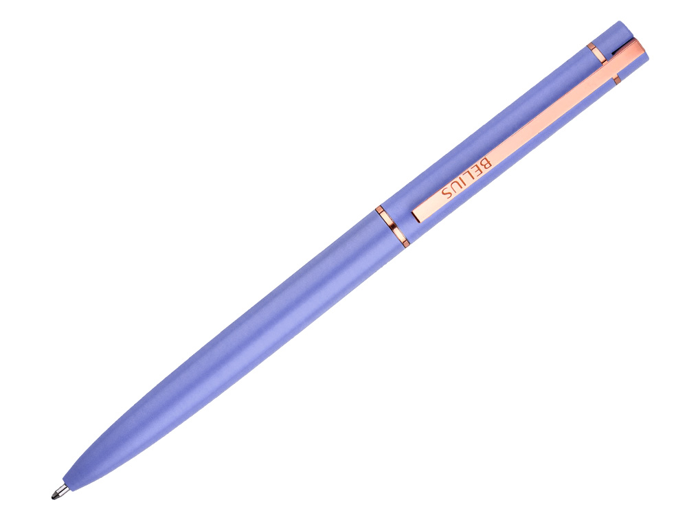 BOLIGRAFO BELIUS ROSE ALUMINIO COLOR LAVANDA/ORO ROSA TINTA AZUL CAJA DE DISEÑO