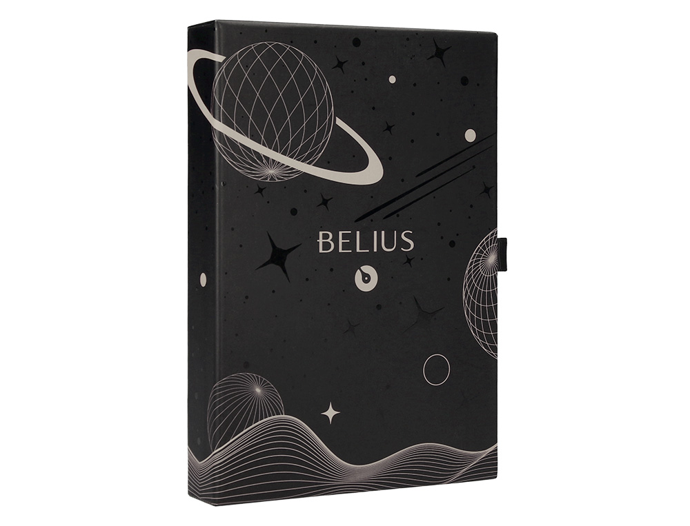 PLUMA Y FUNDA DE SIMILPIEL BELIUS SPACE B COLOR MINIMALISTA GRIS TINTA AZUL CAJA DE DISEÑO