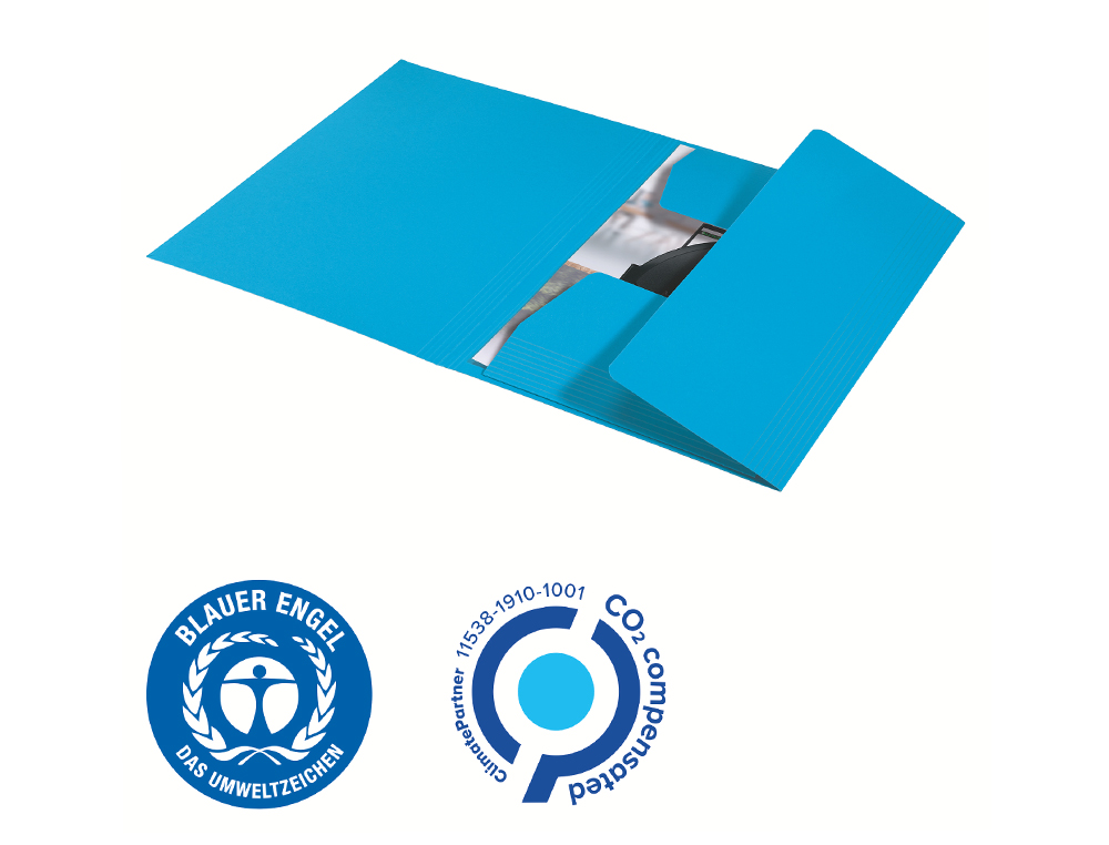 SUBCARPETA LEITZ RECYCLE CON TRES SOLAPAS DIN A4 CARTON 100% RECICLABLE AZUL
