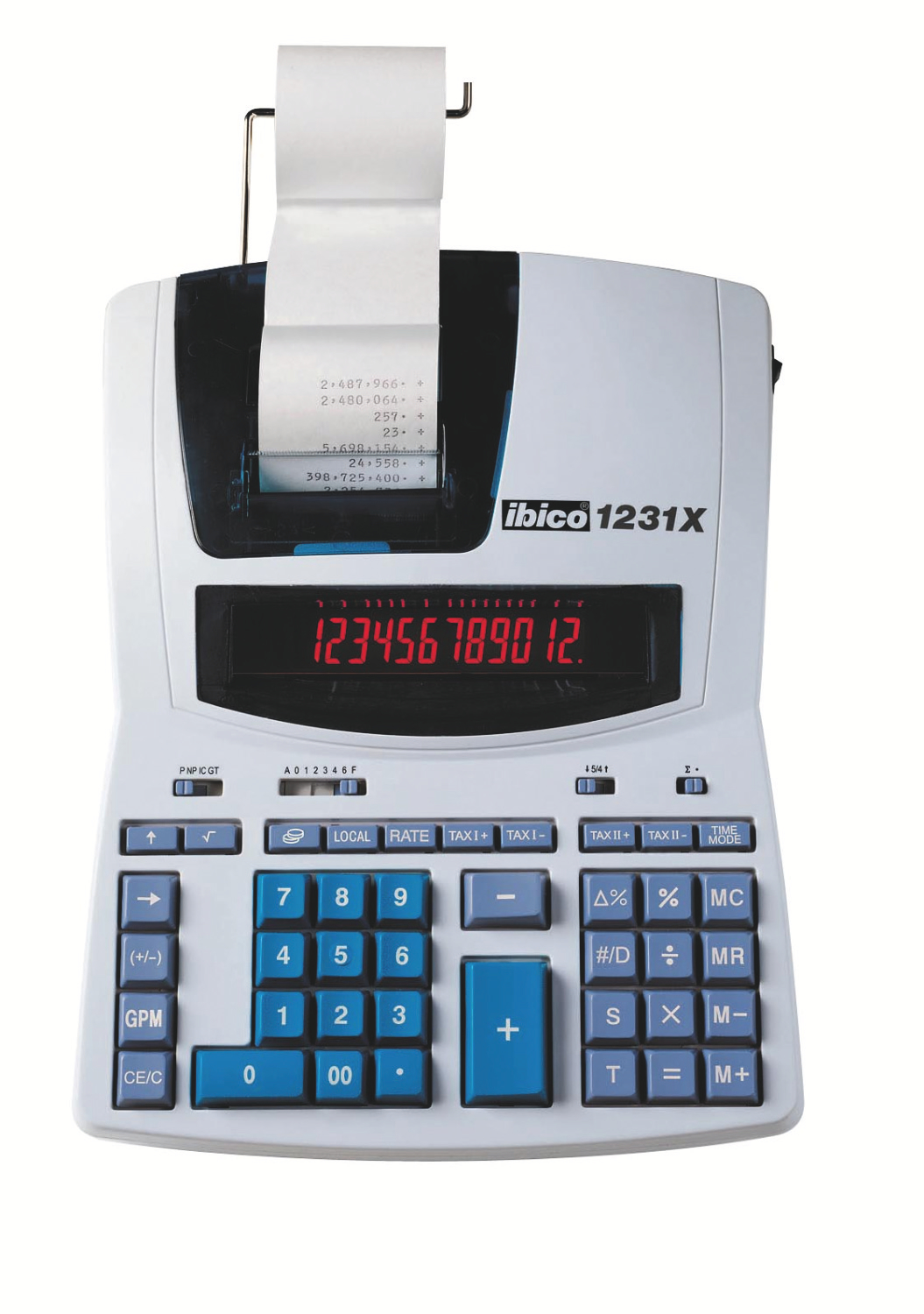 CALCULADORA IBICO 1231X IMPRESORA PANTALLA LCD PAPEL 57 MM 12 DIGITOS 2 COLORES IMPRESION BICOLOR