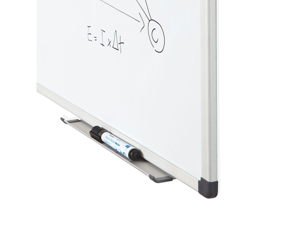 PIZARRA BLANCA ROCADA LACADA MAGNETICA MARCO ALUMINIO CON CANTONERAS 120X200 CM