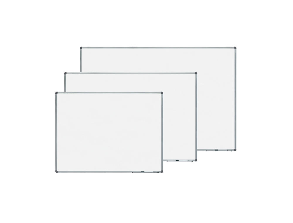 PIZARRA BLANCA ROCADA LACADA MAGNETICA MARCO ALUMINIO CON CANTONERAS 120X200 CM