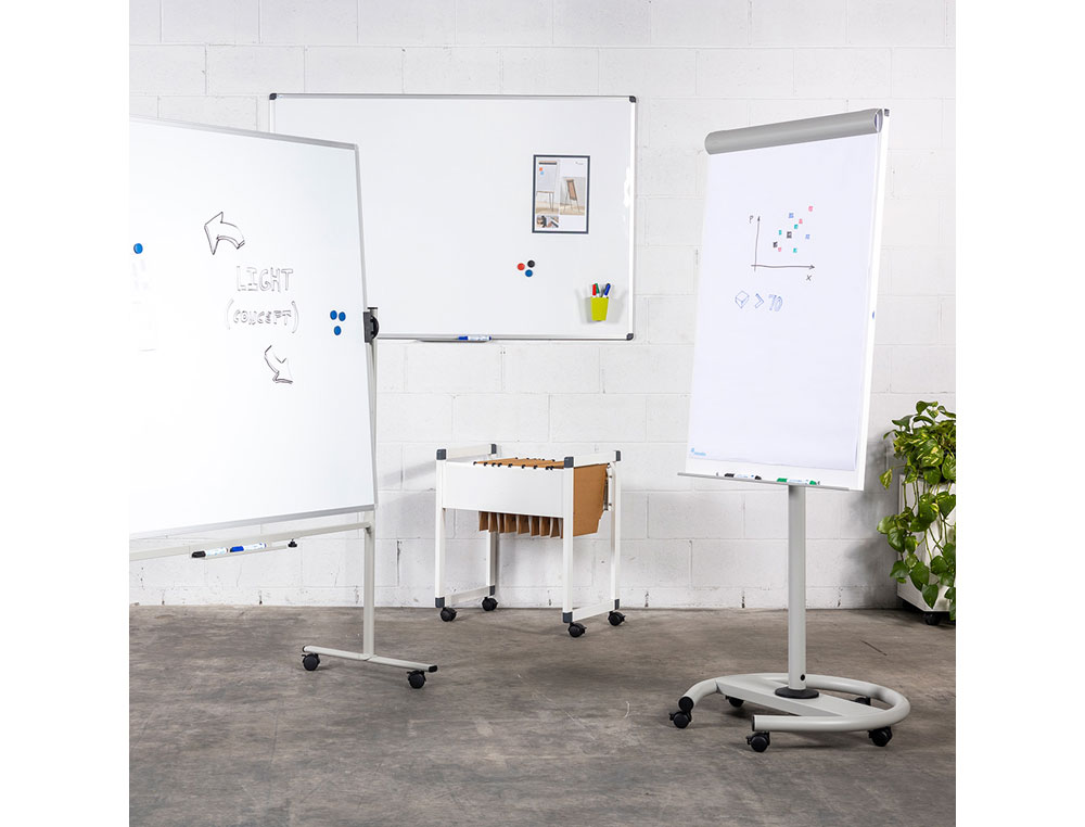 PIZARRA BLANCA ROCADA LACADA MAGNETICA MARCO ALUMINIO CON CANTONERAS 120X200 CM