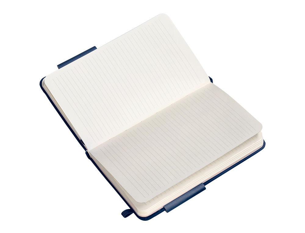 CUADERNO CON GOMILLA ANTARTIK NOTES TAPA DURA A6 HOJAS RAYAS AZUL MARINO 100 HOJAS 80 GR FSC