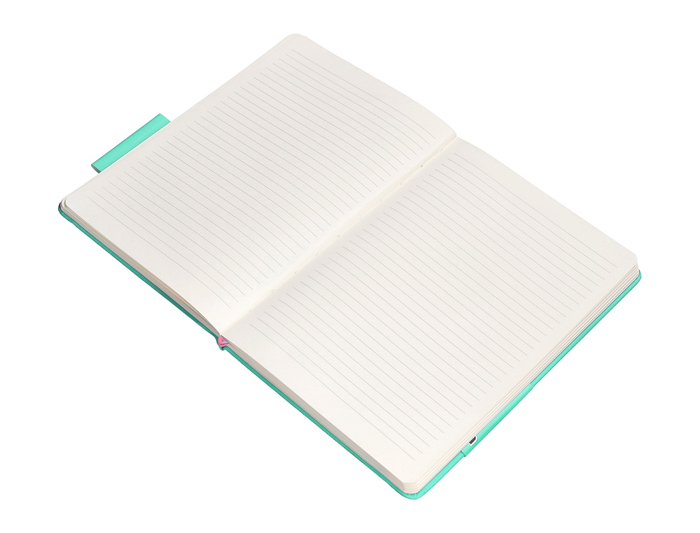 CUADERNO CON GOMILLA ANTARTIK NOTES TAPA DURA A4 HOJAS RAYAS ROSA Y TURQUESA 100 HOJAS 80 GR FSC