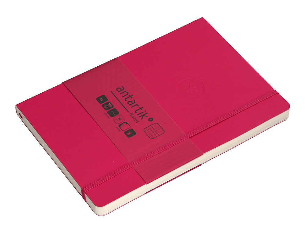 CUADERNO CON GOMILLA ANTARTIK NOTES TAPA BLANDA A5 HOJAS CUADRICULA BURDEOS 80 HOJAS 80 GR FSC