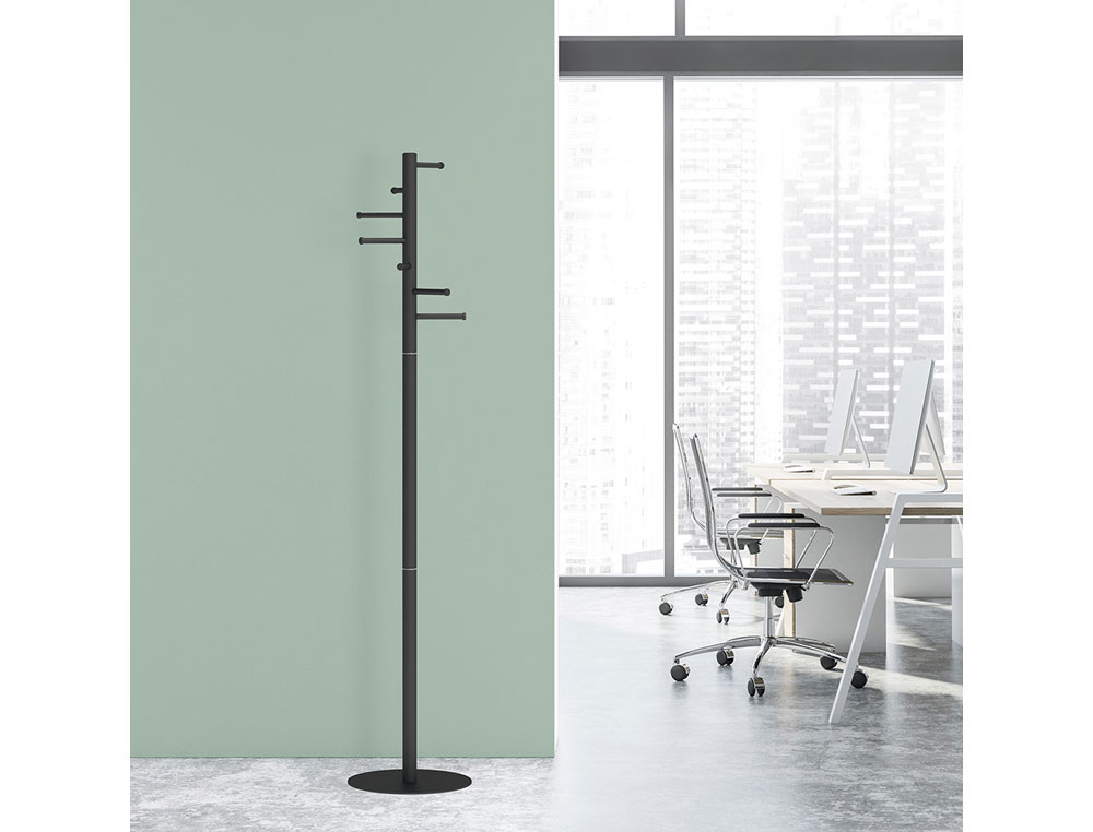PERCHERO MAULCAURUS 7 COLGADORES COLOR NEGRO 350X350X1770 MM