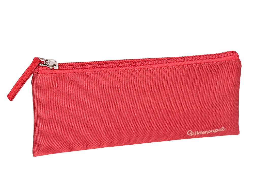 ESTUCHE PORTATODO LIDERPAPEL PLANO ANCHO UNA CREMALLERA 200X100 MM ROJO
