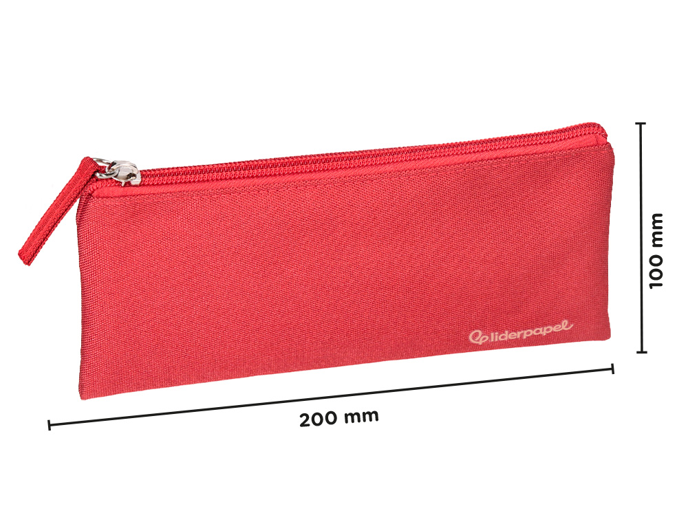 ESTUCHE PORTATODO LIDERPAPEL PLANO ANCHO UNA CREMALLERA 200X100 MM ROJO