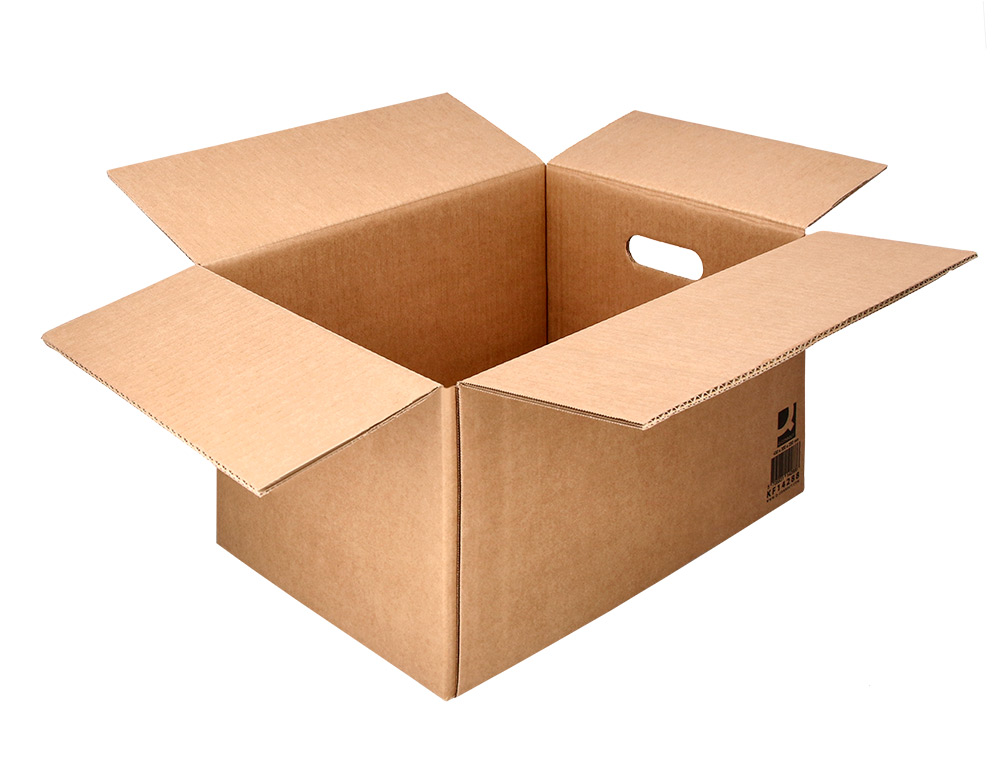 CAJA PARA EMBALAR Q-CONNECT AMERICANA ULTRA RESISTENTE CON ASAS CARTON CANAL DOBLE 7 MM COLOR KRAFT 430X300X250 MM