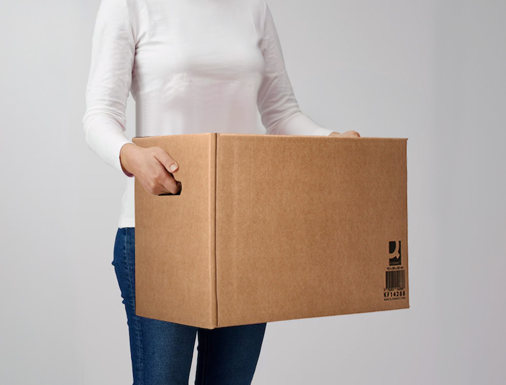 CAJA PARA EMBALAR Q-CONNECT AMERICANA ULTRA RESISTENTE CON ASAS CARTON CANAL DOBLE 7 MM COLOR KRAFT 430X300X250 MM