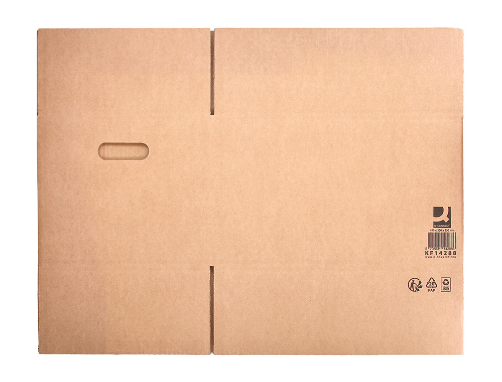 CAJA PARA EMBALAR Q-CONNECT AMERICANA ULTRA RESISTENTE CON ASAS CARTON CANAL DOBLE 7 MM COLOR KRAFT 430X300X250 MM