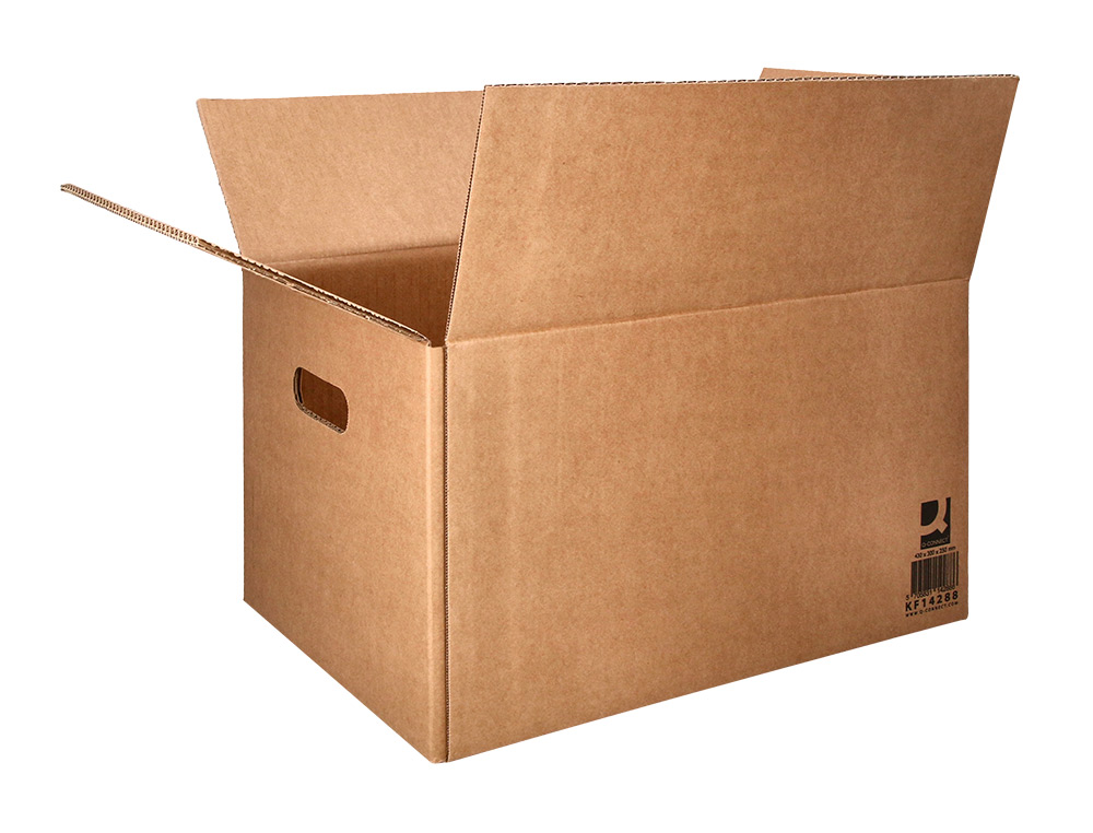 CAJA PARA EMBALAR Q-CONNECT AMERICANA ULTRA RESISTENTE CON ASAS CARTON CANAL DOBLE 7 MM COLOR KRAFT 430X300X250 MM