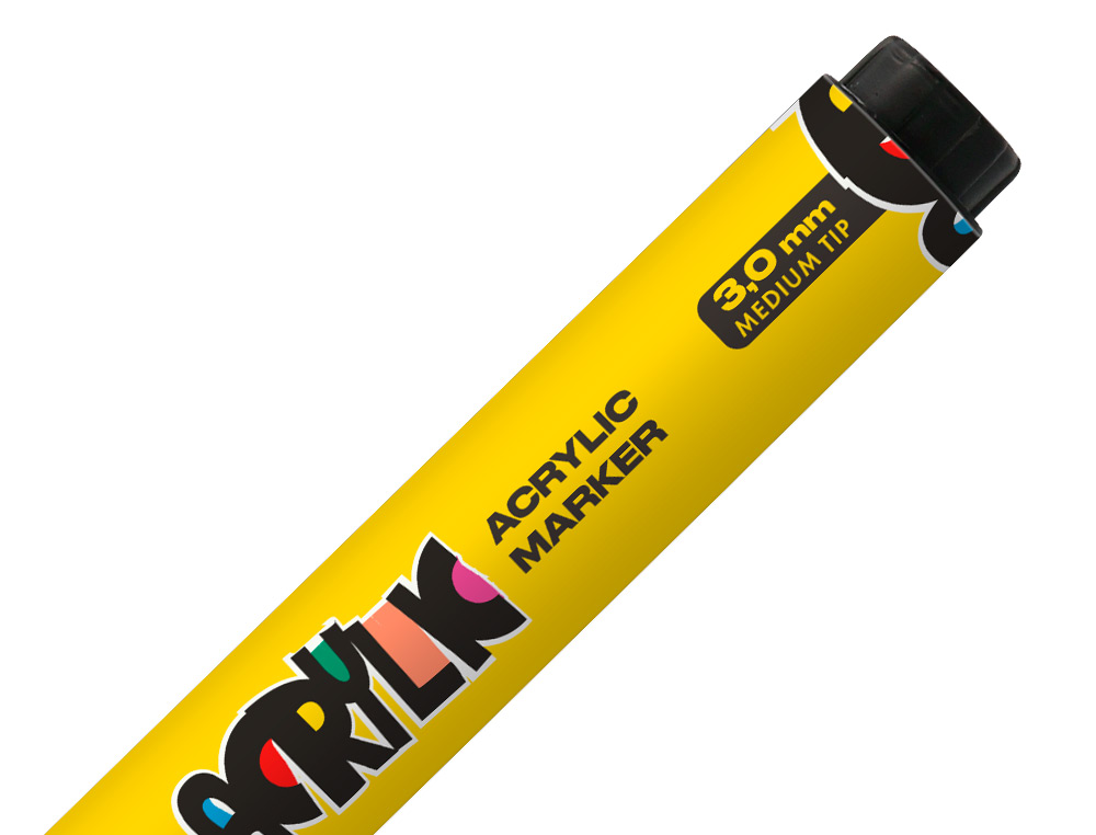 ROTULADOR LIDERPAPEL ACRYLIC BASE AGUA TODO TIPO DE SUPERFICIE PUNTA REDONDA 3 MM AMARILLO