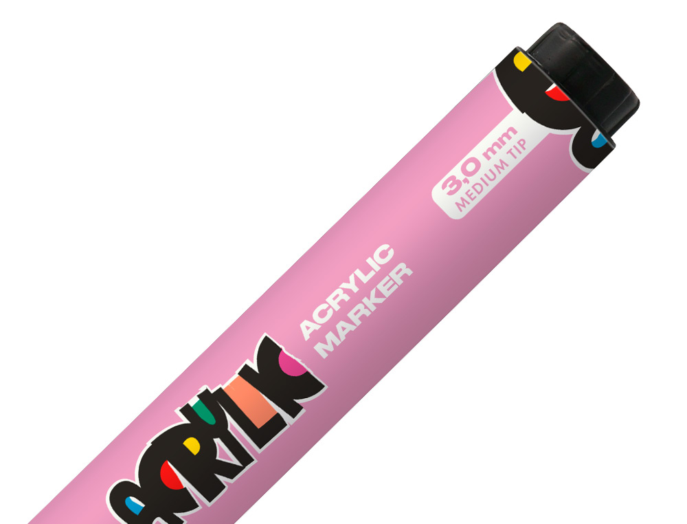 ROTULADOR LIDERPAPEL ACRYLIC BASE AGUA TODO TIPO DE SUPERFICIE PUNTA REDONDA 3 MM ROSA CLARO