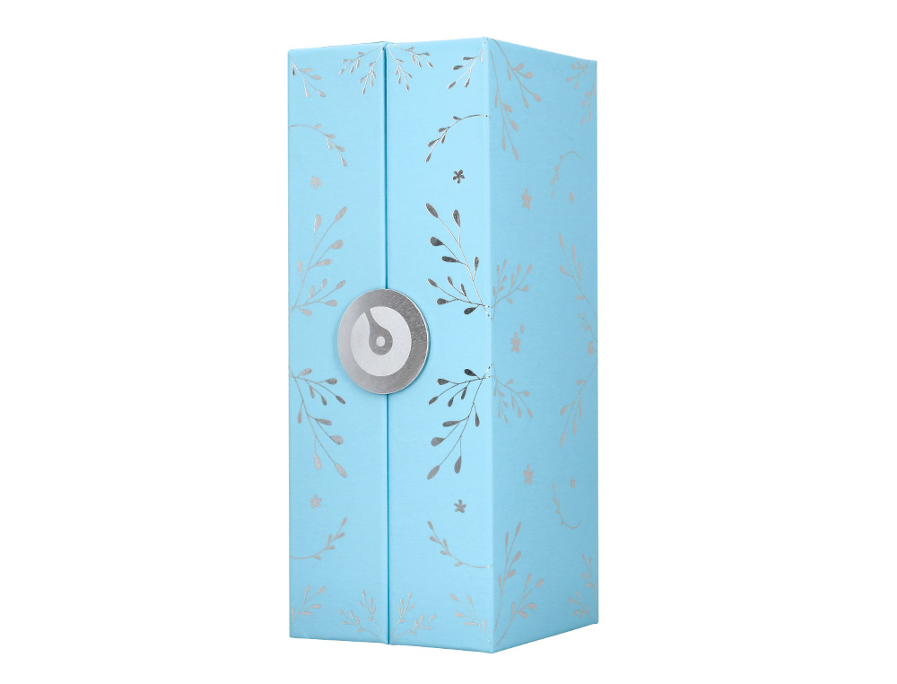 BOLIGRAFO BELIUS BELLA ALUMINIO COLOR AZUL CELESTE DISEÑO PLATEADO RELIEVE TINTA AZUL CAJA DE DISEÑO