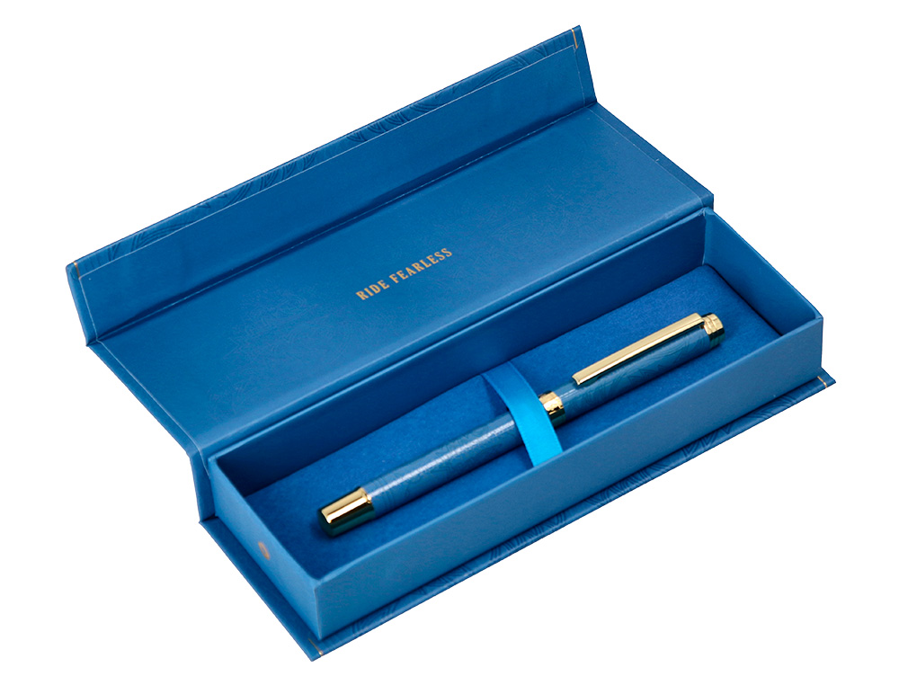 ROLLER BELIUS WILD WEST ALUMINIO COLOR AZUL MARINO DORADO TINTA COLOR NEGRO CAJA DE DISEO