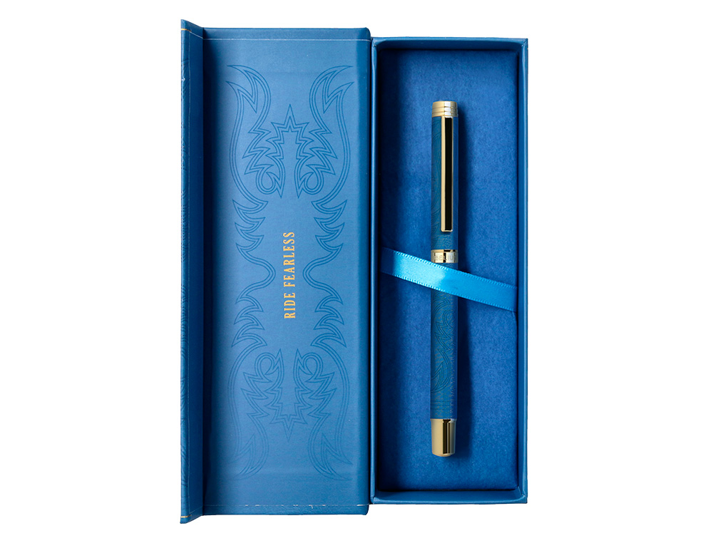 ROLLER BELIUS WILD WEST ALUMINIO COLOR AZUL MARINO DORADO TINTA COLOR NEGRO CAJA DE DISEO