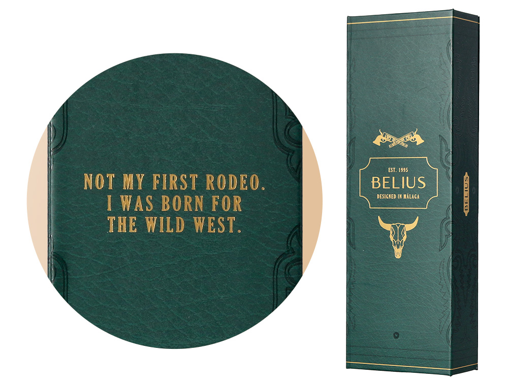 BOLIGRAFO BELIUS WILD WEST ALUMINIO COLOR VERDE TINTA COLOR AZUL CAJA DE DISEO