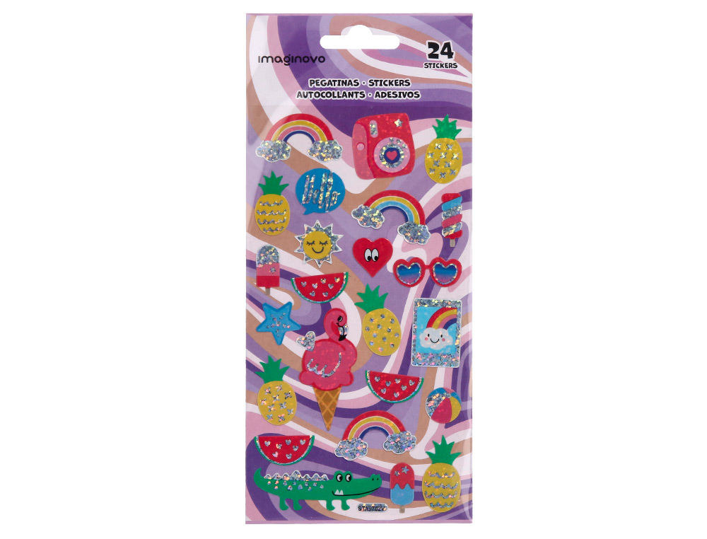 PEGATINAS IMAGINOVO DISEOS SURTIDOS VERANO CON BRILLO 214X100 MM EN BLISTER