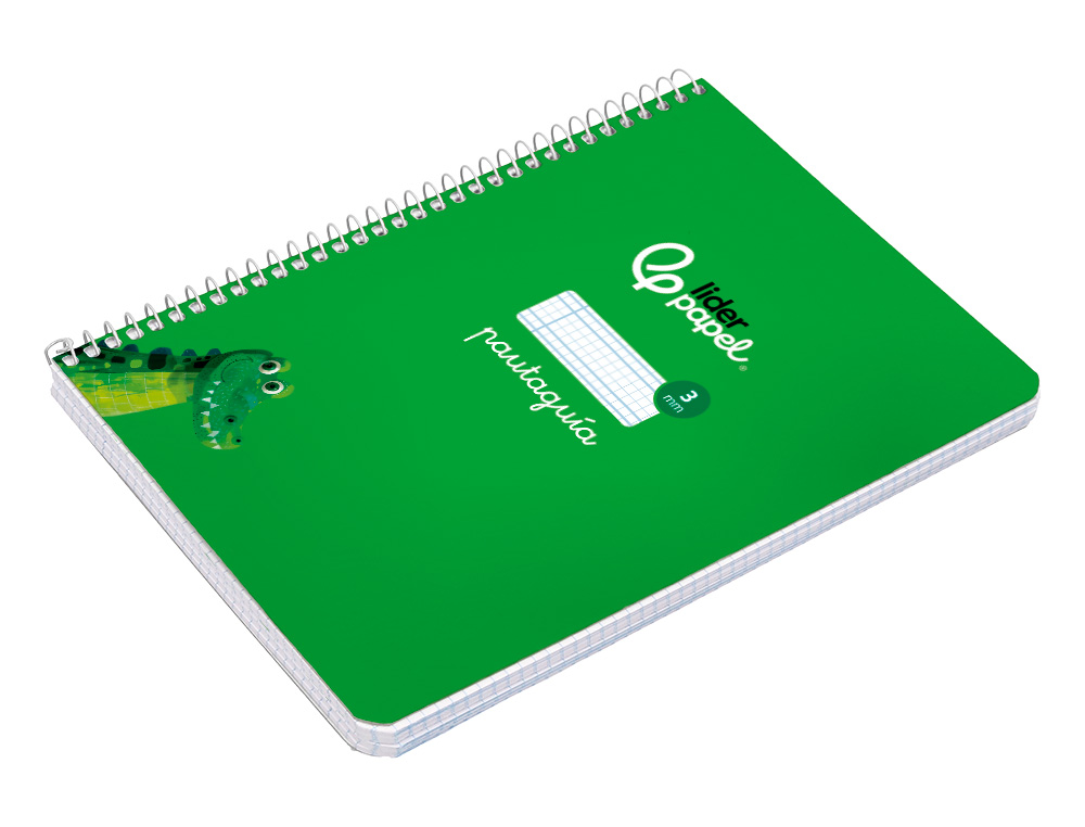 CUADERNO ESPIRAL LIDERPAPEL A5 PAUTAGUIA TAPA BLANDA 40H 75 GR CUADRO PAUTADO 3MM COLOR VERDE