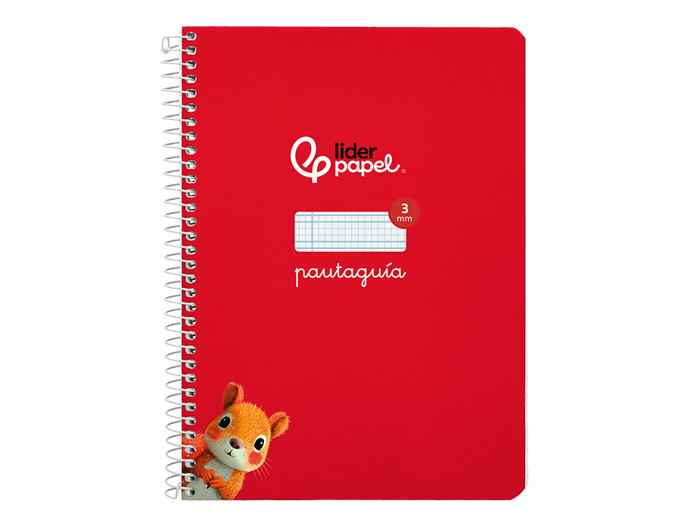 CUADERNO ESPIRAL LIDERPAPEL A5 PAUTAGUIA TAPA DURA 80H 90 GR CUADRO PAUTADO 3MM COLOR ROJO