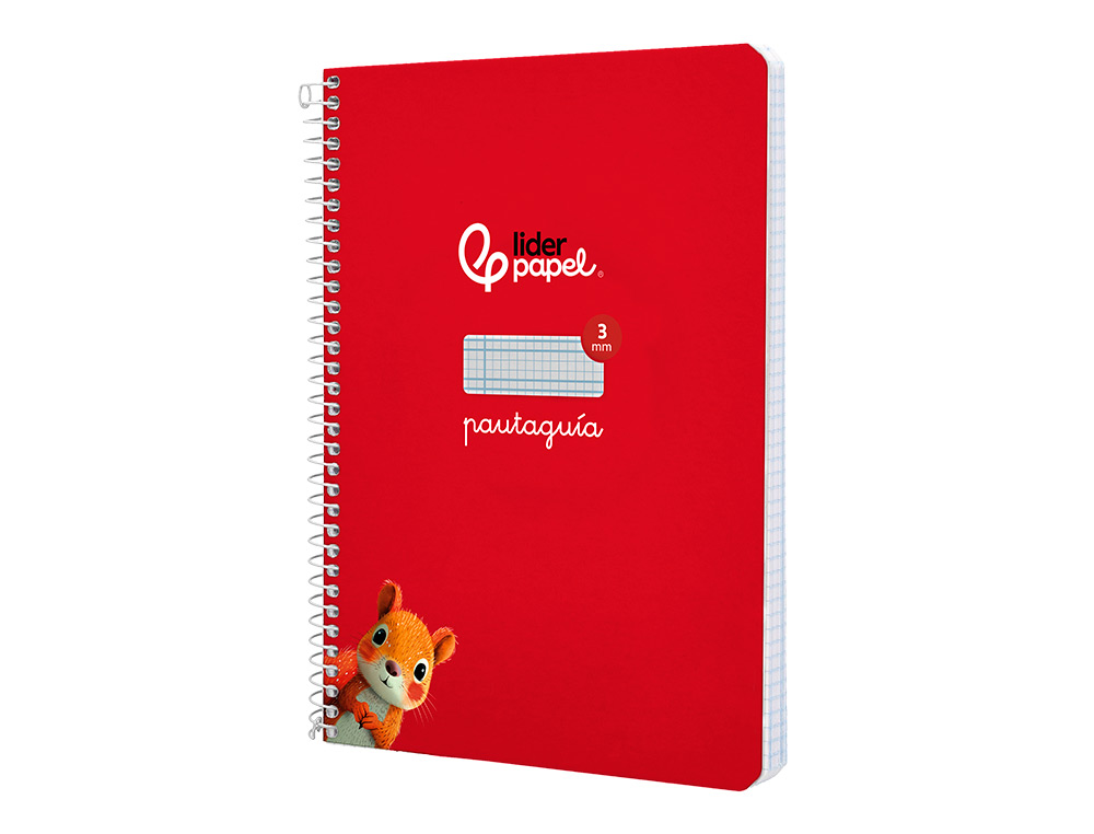 CUADERNO ESPIRAL LIDERPAPEL A5 PAUTAGUIA TAPA DURA 80H 90 GR CUADRO PAUTADO 3MM COLOR ROJO