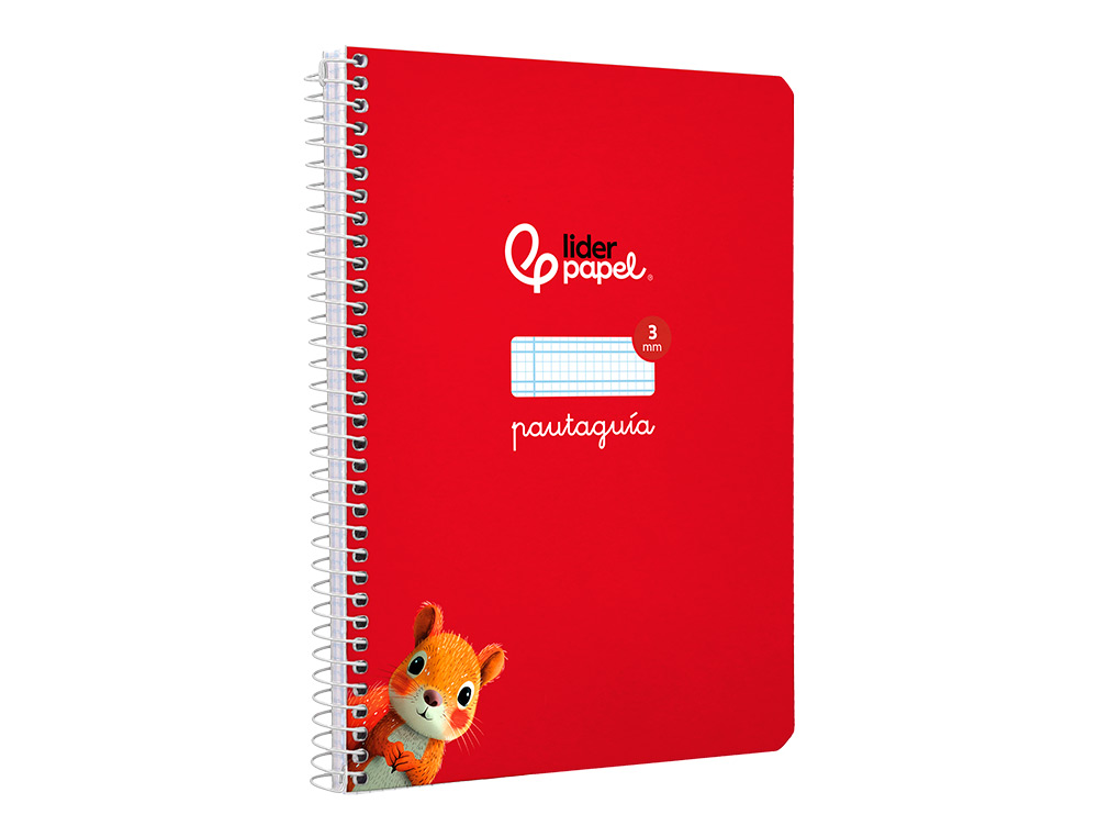 CUADERNO ESPIRAL LIDERPAPEL A5 PAUTAGUIA TAPA DURA 80H 90 GR CUADRO PAUTADO 3MM COLOR ROJO