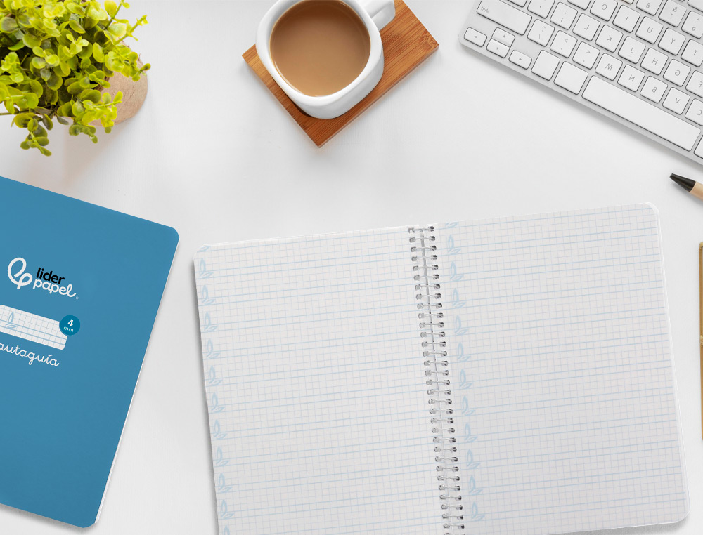 CUADERNO ESPIRAL LIDERPAPEL A5 PAUTAGUIA TAPA DURA 80H 90 GR CUADRO PAUTADO 4MM COLOR AZUL