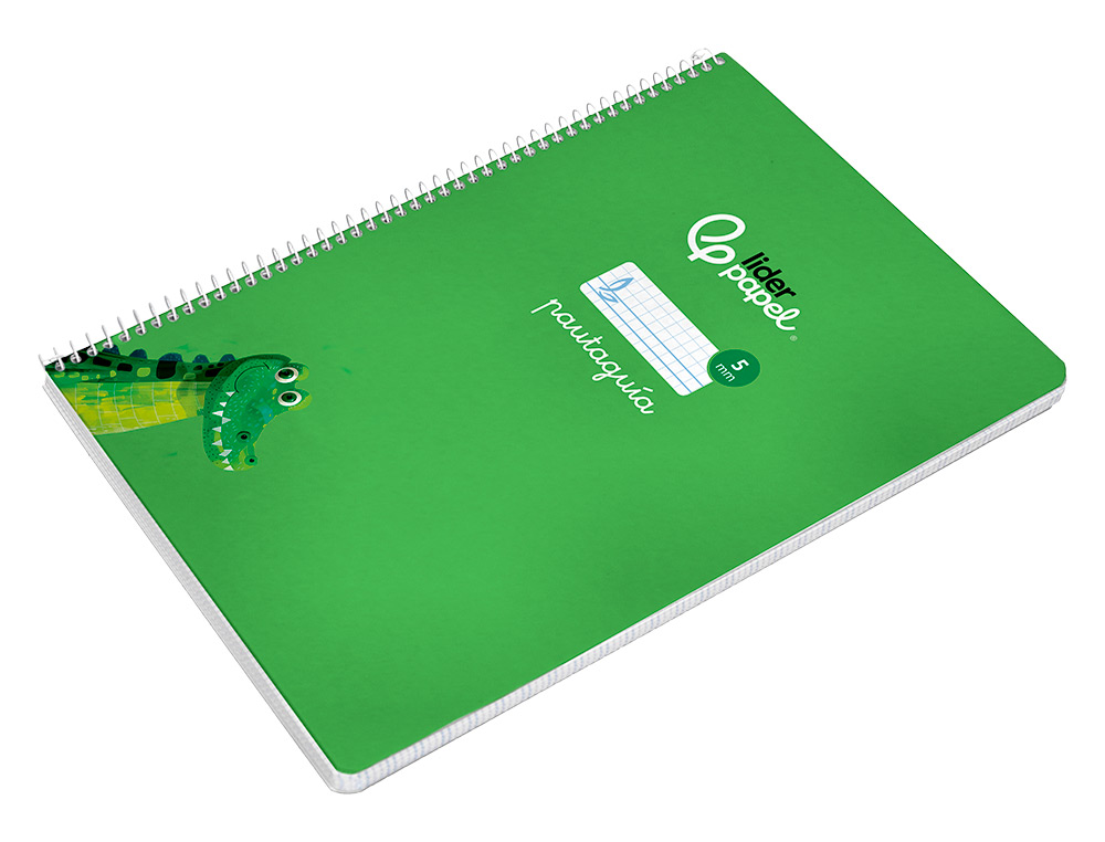 CUADERNO ESPIRAL LIDERPAPEL A4 PAUTAGUIA TAPA BLANDA 80H 75 GR CUADRO PAUTADO 5MM COLOR VERDE