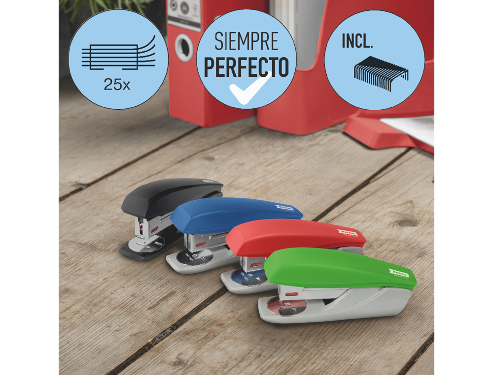 GRAPADORA PETRUS 210 REYCLE NEGRO CAPACIDAD 25 HOJAS USA GRAPAS 22/6